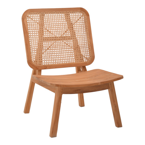 Πολυθρόνα Viborg φυσικό teak ξύλο-φυσικό rattan 60x75x87εκ **