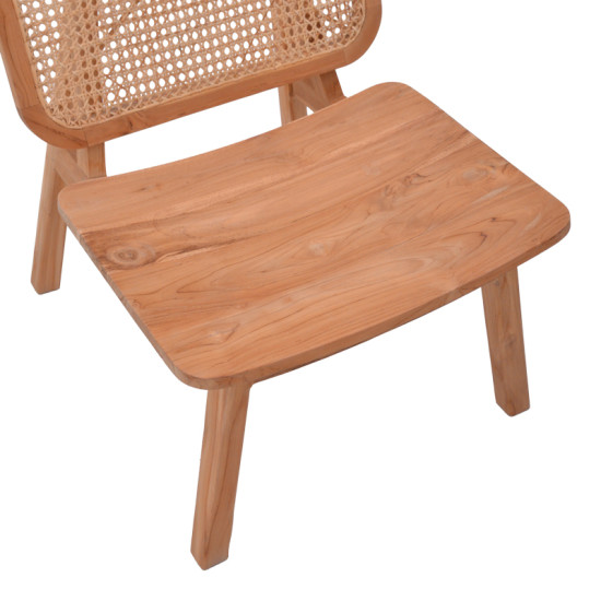 Πολυθρόνα Viborg φυσικό teak ξύλο-φυσικό rattan 60x75x87εκ **