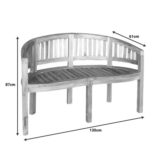 Καναπές διθέσιος Coren φυσικό teak ξύλο 130x61x87εκ **