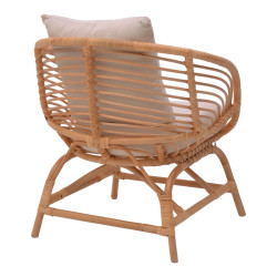 Πολυθρόνα Caxen φυσικό rattan-λευκό μαξιλάρι 72x63x75εκ **