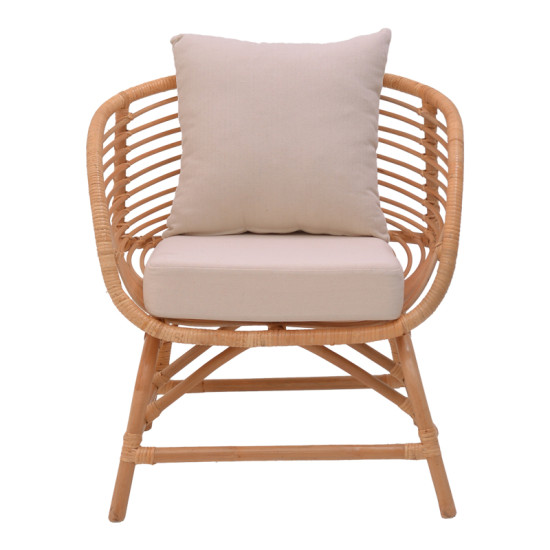 Armchair Caxen  natural rattan-white pillow 72x63x75cm **