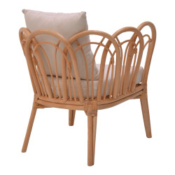 Πολυθρόνα Tania φυσικό rattan-λευκό μαξιλάρι 76x76x76εκ **