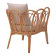 Πολυθρόνα Tania φυσικό rattan-λευκό μαξιλάρι 76x76x76εκ **