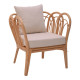 Πολυθρόνα Tania φυσικό rattan-λευκό μαξιλάρι 76x76x76εκ **