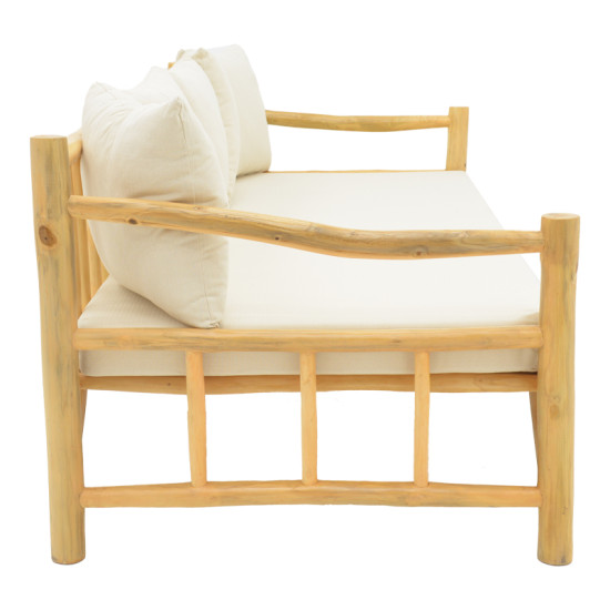 Καναπές Roziana φυσικό teak ξύλο 210x100x80εκ **