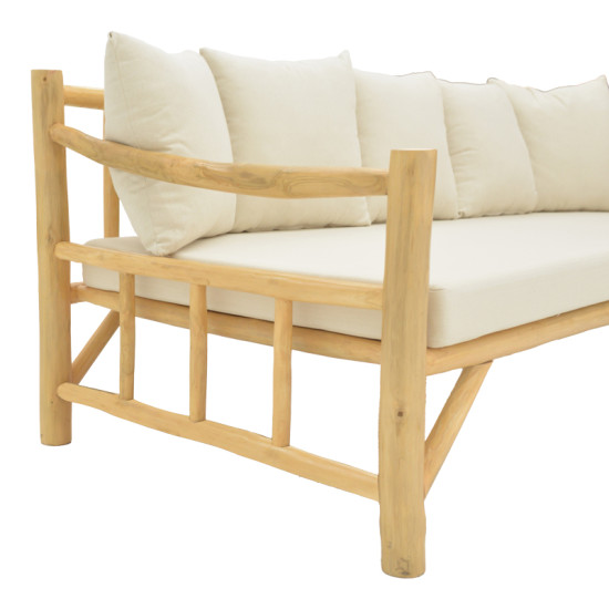 Καναπές Roziana φυσικό teak ξύλο 210x100x80εκ **
