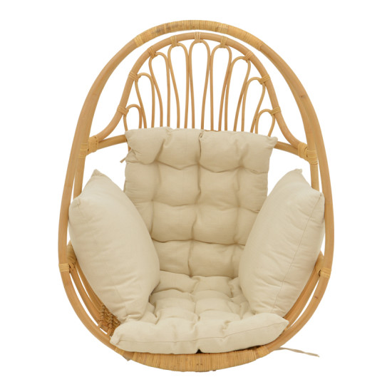 Κρεμαστή κούνια Jorg φυσικό rattan-κρεμ μαξιλάρι 80x59x105εκ **