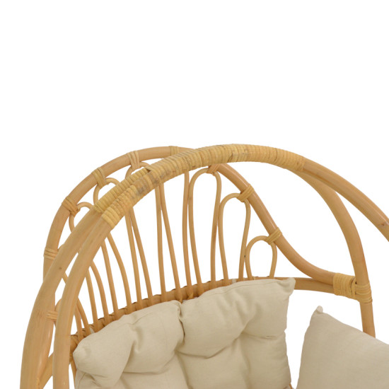 Κρεμαστή κούνια Jorg φυσικό rattan-κρεμ μαξιλάρι 80x59x105εκ **