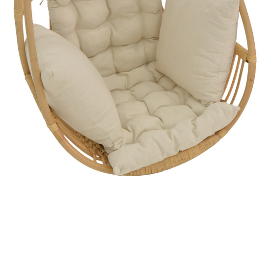 Κρεμαστή κούνια Jorg φυσικό rattan-κρεμ μαξιλάρι 80x59x105εκ **