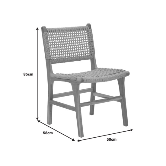 Καρέκλα Sponze σκελετός teak ξύλο- pe σχοινί σε φυσική απόχρωση 50x58.5x85εκ **