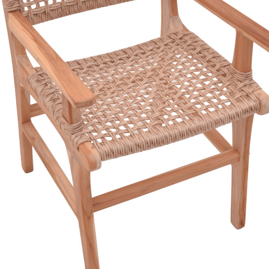 Πολυθρόνα Sponze σκελετός teak ξύλο- pe σχοινί σε φυσική απόχρωση 54x60x86εκ **