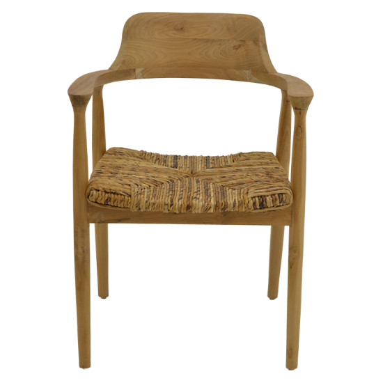 Πολυθρόνα Denverone φυσικό teak ξύλο και ψάθα 57x54x79εκ **