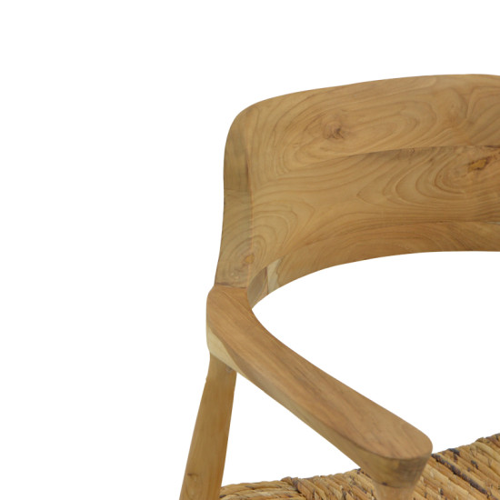 Πολυθρόνα Denverone φυσικό teak ξύλο και ψάθα 57x54x79εκ **