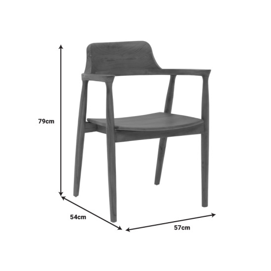 Πολυθρόνα Jambene teak ξύλο σε καρυδί απόχρωση 57x54x79εκ **