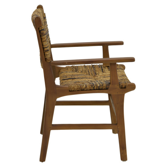 Πολυθρόνα Refane φυσικό teak ξύλο-ψάθα 55x60x85εκ **