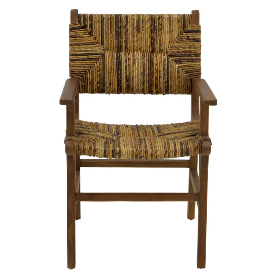 Πολυθρόνα Refane φυσικό teak ξύλο-ψάθα 55x60x85εκ **