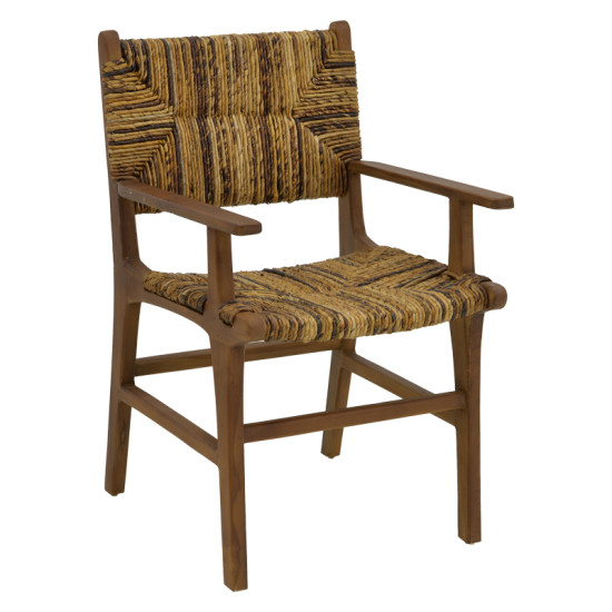 Πολυθρόνα Refane φυσικό teak ξύλο-ψάθα 55x60x85εκ **