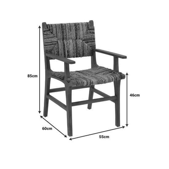 Πολυθρόνα Refane φυσικό teak ξύλο-ψάθα 55x60x85εκ **