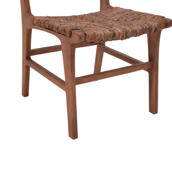 Καρέκλα Refane σκελετός teak ξύλο με ψάθα σε καρυδί απόχρωση 50x58x85εκ **