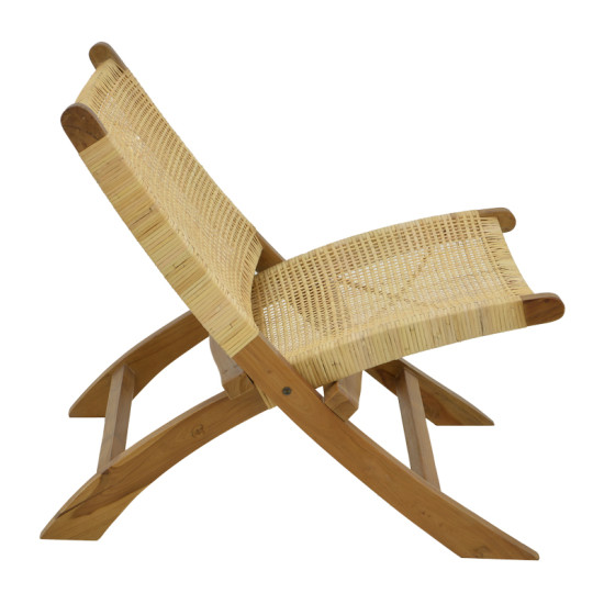 Πολυθρόνα Jerenze φυσικό teak ξύλο-φυσικό rattan 65x78x68εκ **