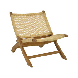Πολυθρόνα Jerenze φυσικό teak ξύλο-φυσικό rattan 65x78x68εκ **