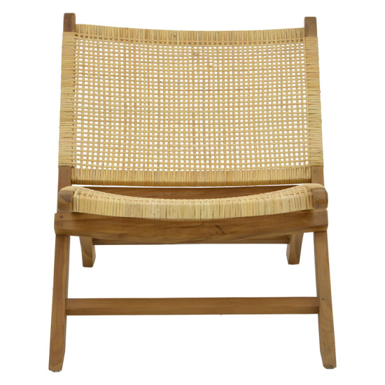 Πολυθρόνα Jerenze φυσικό teak ξύλο-φυσικό rattan 65x78x68εκ **
