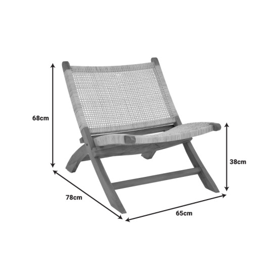 Πολυθρόνα Jerenze φυσικό teak ξύλο-φυσικό rattan 65x78x68εκ **