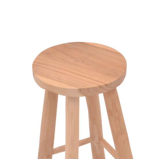 Σκαμπό Charloce teak ξύλο σε φυσική απόχρωση Φ35x62εκ **