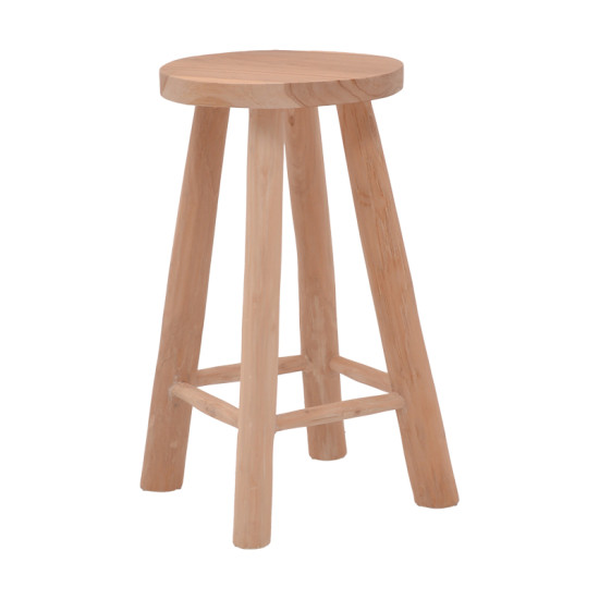 Σκαμπό Charloce teak ξύλο σε φυσική απόχρωση Φ35x62εκ **