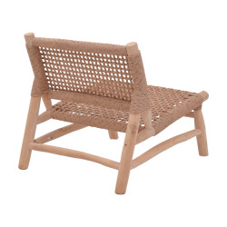 Πολυθρόνα Wanderlene σκελετός teak ξύλο με σχοινί σε φυσική απόχρωση 67x79x68εκ **