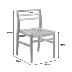 Καρέκλα Tuga σκελετός teak ξύλο-pe σχοινί σε φυσική απόχρωση 50x58x86εκ **