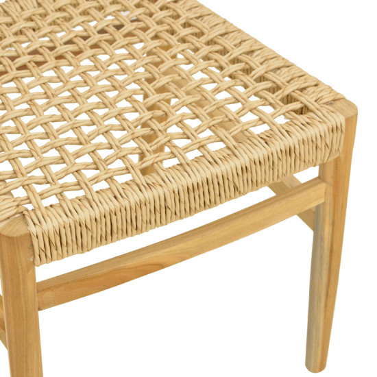 Καρέκλα Tuga σκελετός teak ξύλο-pe σχοινί σε φυσική απόχρωση 50x58x86εκ **