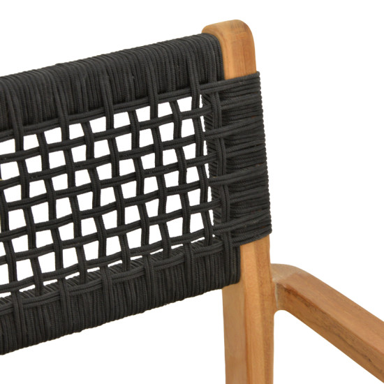 Πολυθρόνα Lengan σκελετός teak ξύλο σε φυσική απόχρωση-μαύρο σχοινί 54x52x80εκ **