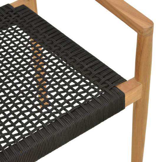 Πολυθρόνα Lengan σκελετός teak ξύλο σε φυσική απόχρωση-μαύρο σχοινί 54x52x80εκ **