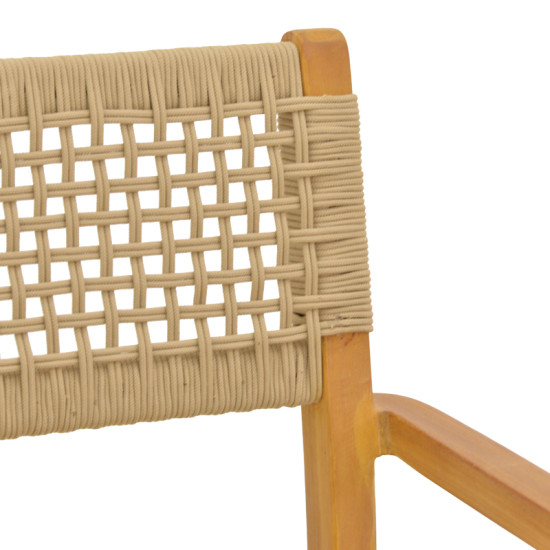 Πολυθρόνα Lengan σκελετός teak ξύλο σε φυσική απόχρωση-μπεζ σχοινί 54x52x80εκ **