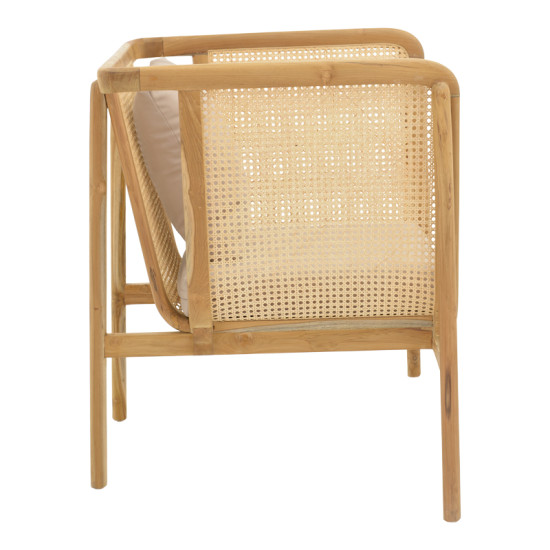 Πολυθρόνα Jenta teak ξύλο με rattan σε φυσική απόχρωση και μπεζ μαξιλάρι 72x67x92εκ ** Πολυθρόνα Jenta teak ξύλο με rattan σε φυσική απόχρωση και μπεζ μαξιλάρι 72x67x92εκ **
