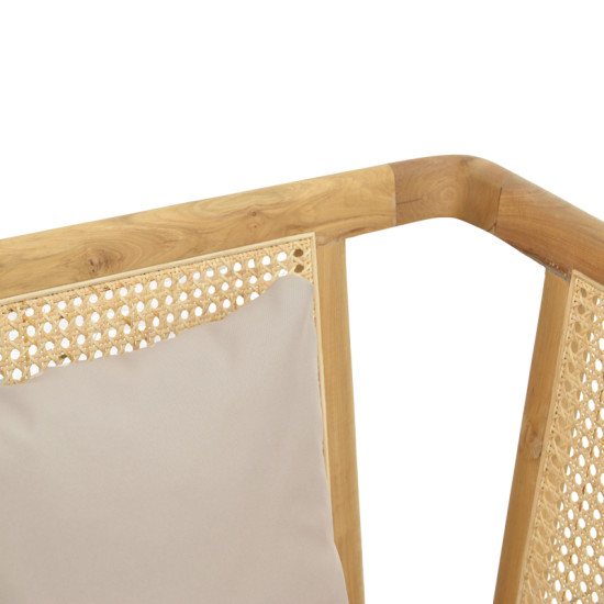 Πολυθρόνα Jenta teak ξύλο με rattan σε φυσική απόχρωση και μπεζ μαξιλάρι 72x67x92εκ ** Πολυθρόνα Jenta teak ξύλο με rattan σε φυσική απόχρωση και μπεζ μαξιλάρι 72x67x92εκ **