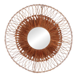 Καθρέπτης Cermine Inart ψάθα σε φυσική απόχρωση Φ80x12εκ **