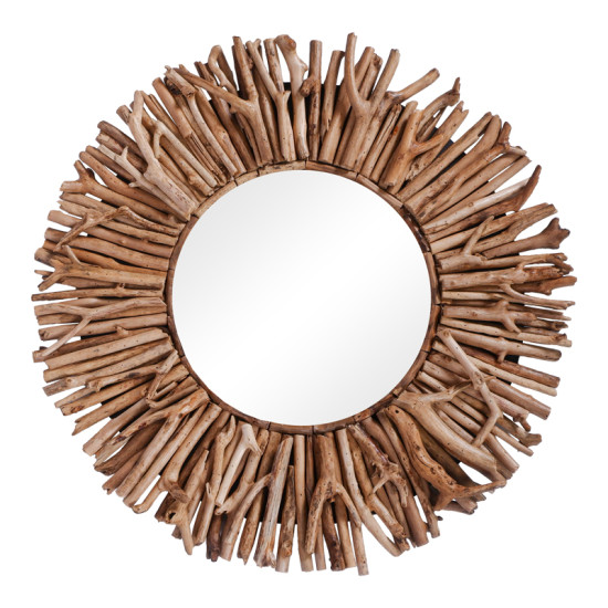 Καθρέπτης Grazzy Inart arum-flotsam ξύλο σε φυσική απόχρωση Φ70x8εκ **
