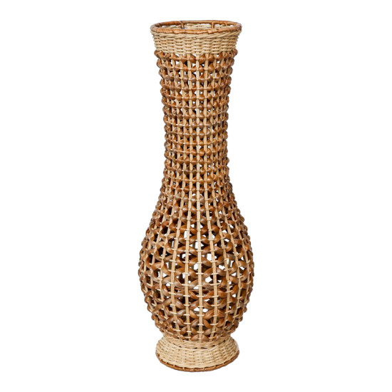 Βάζο Gucre Inart ξύλο-rattan pe σε φυσική απόχρωση Φ25x70εκ **