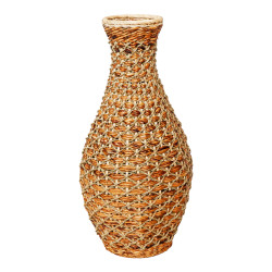 Βάζο Gucre I Inart ξύλο-rattan pe σε φυσική απόχρωση Φ30x70εκ **
