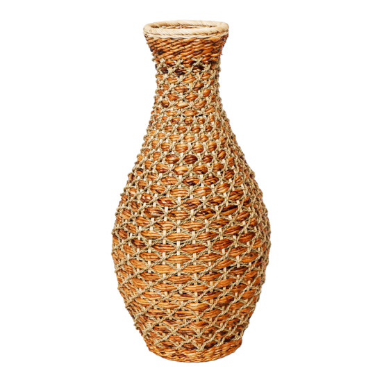 Βάζο Gucre I Inart ξύλο-rattan pe σε φυσική απόχρωση Φ30x70εκ **
