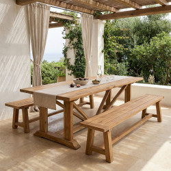 Τραπέζι Smarious teak ξύλο σε φυσική απόχρωση 250x100x78εκ **