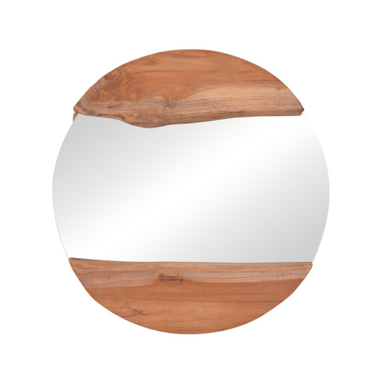 Καθρέπτης Alkmen teak ξύλο σε φυσική απόχρωση Φ60x4εκ **