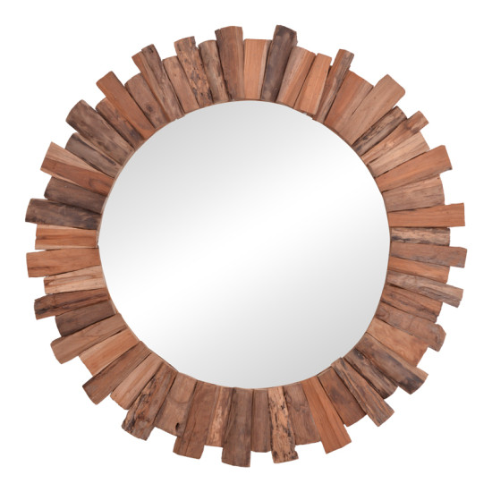 Καθρέπτης Rounder teak ξύλο σε φυσική απόχρωση Φ100x5εκ **