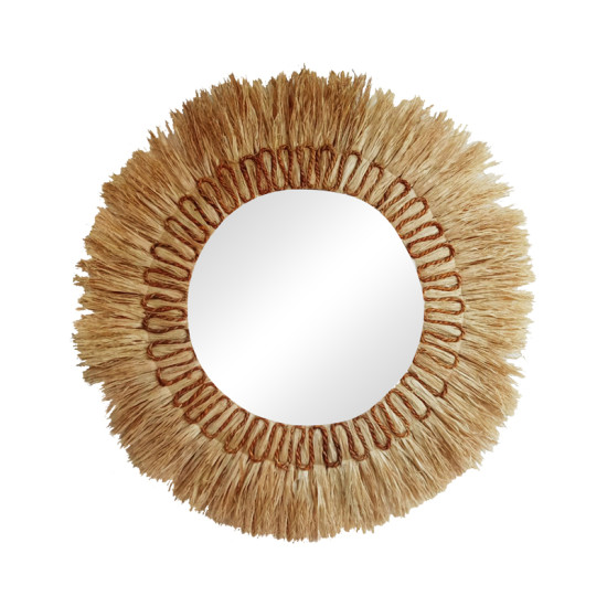 Καθρέπτης Oviele Inart sisal σε φυσικό χρώμα Φ95x4εκ **