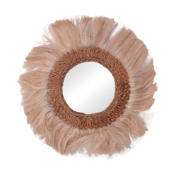 Καθρέπτης Fraklone Inart abaca σε φυσικό χρώμα Φ50x4εκ ** Καθρέπτης Fraklone Inart abaca σε φυσικό χρώμα Φ50x4εκ **