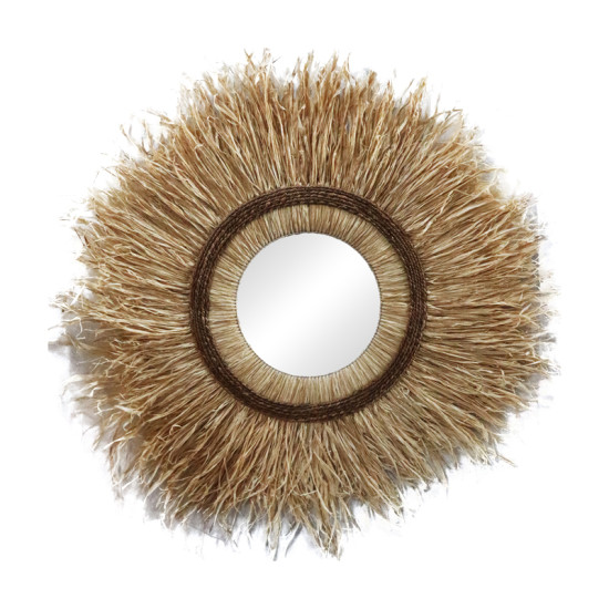 Καθρέπτης Tabrane Inart sisal σε φυσικό χρώμα Φ110x4εκ **