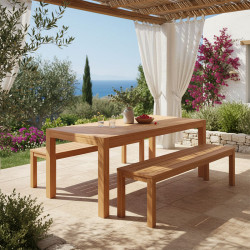 Τραπέζι Vocaly teak ξύλο σε φυσική απόχρωση 200x100x75εκ **
