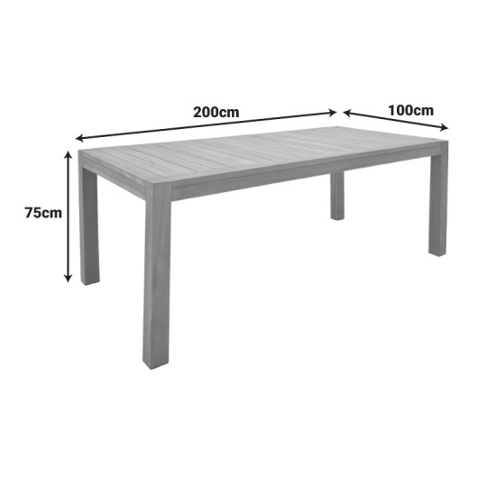 Τραπέζι Vocaly teak ξύλο σε φυσική απόχρωση 200x100x75εκ **